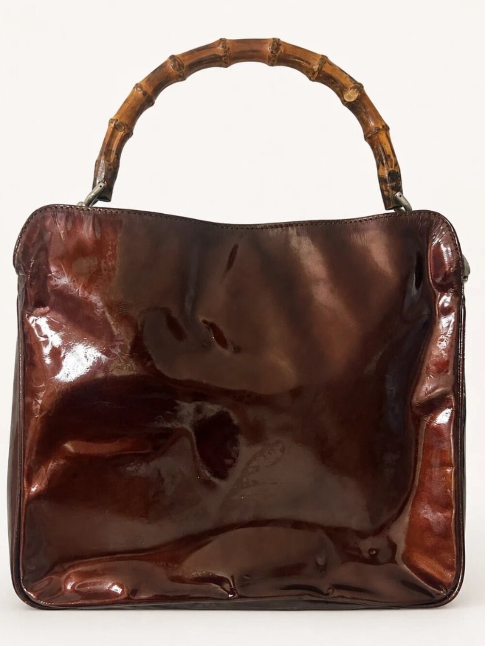 Authentic RARE Vintage Gucci Bamboo Diana Top Handle Patent Leather Tom Ford Era
